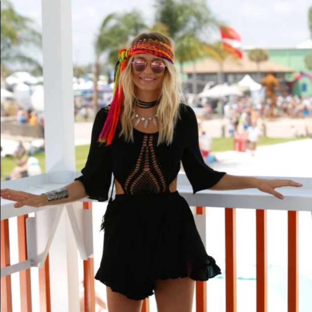Black Crocheted Romper